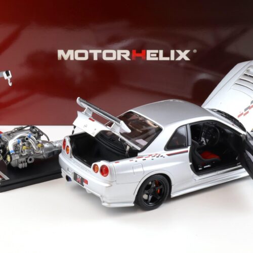 1:18 Motorhelix Nissan Skyline GT-R R34 Nismo CRS Livery silver M83429