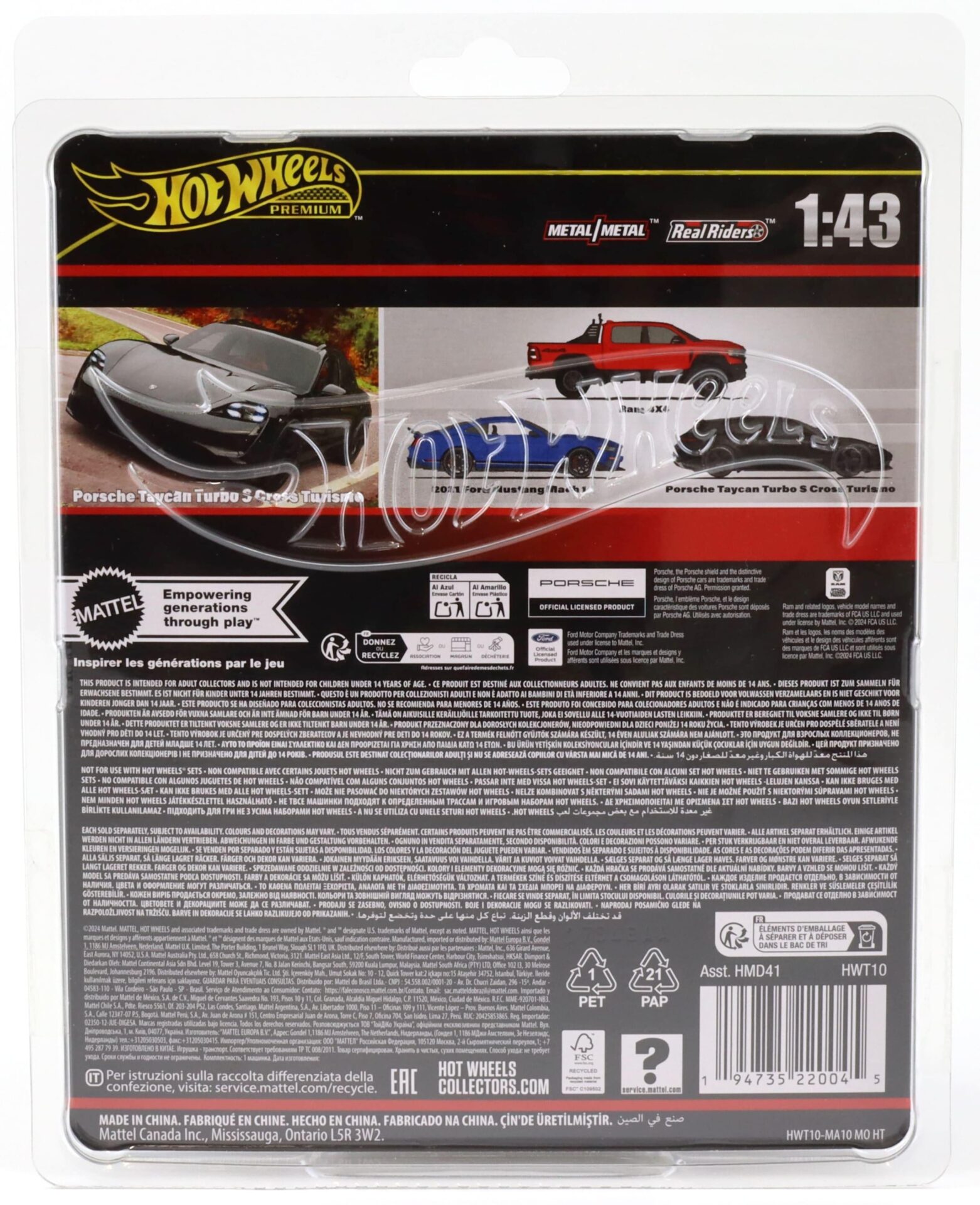 1:43 Hot Wheels Premium 2024 Real Riders Porsche Taycan Turbo S Cross Turismo