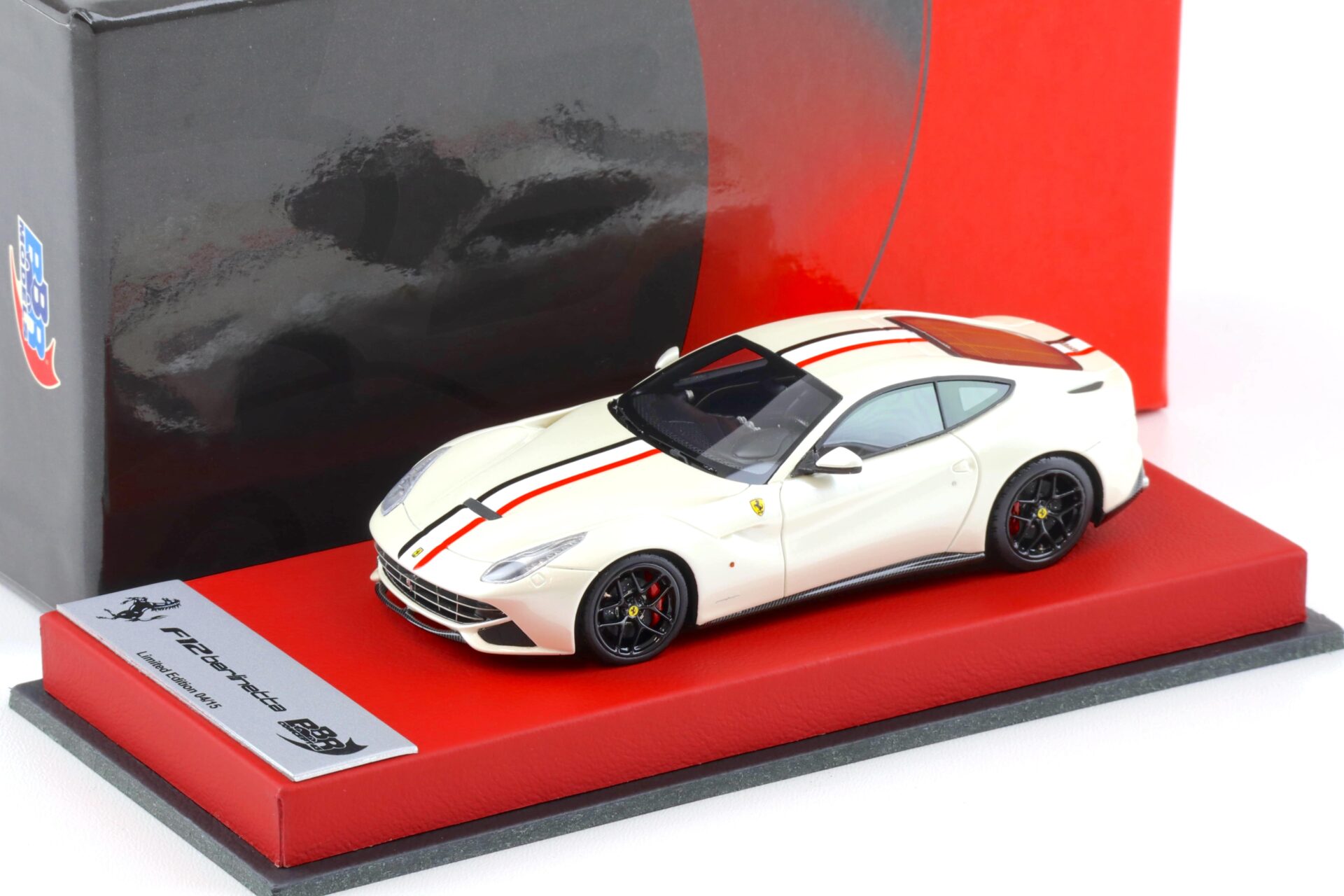 1:43 BBR Ferrari F12 Berlinetta Fuji white with red/black stripe - Limited 15 pcs.