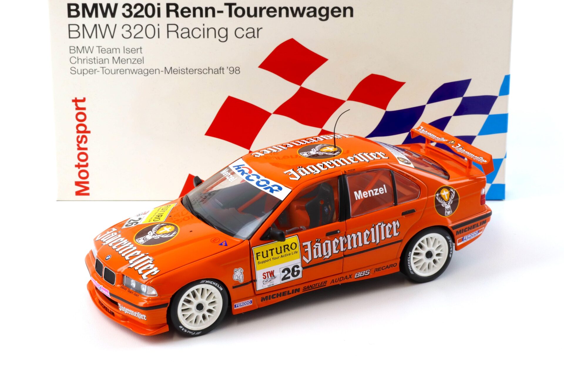 ID 96852 orig.jpg 1:18 UT Models BMW 320i E36 STW 1998 Jägermeister Menzel #26 DEALER VERSION