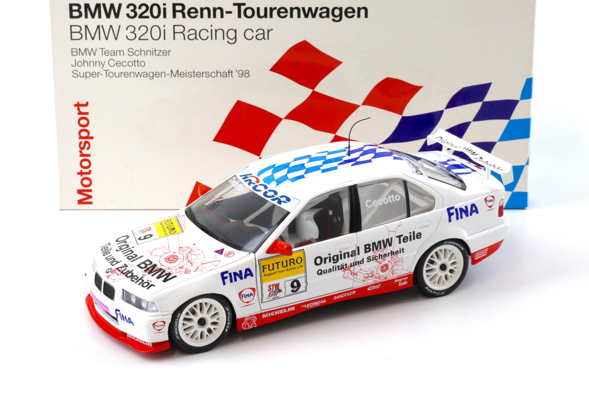 1:18 UT Models BMW 320i E36 STW 1998 Team Schnitzer #9 Cecotto DEALER VERSION