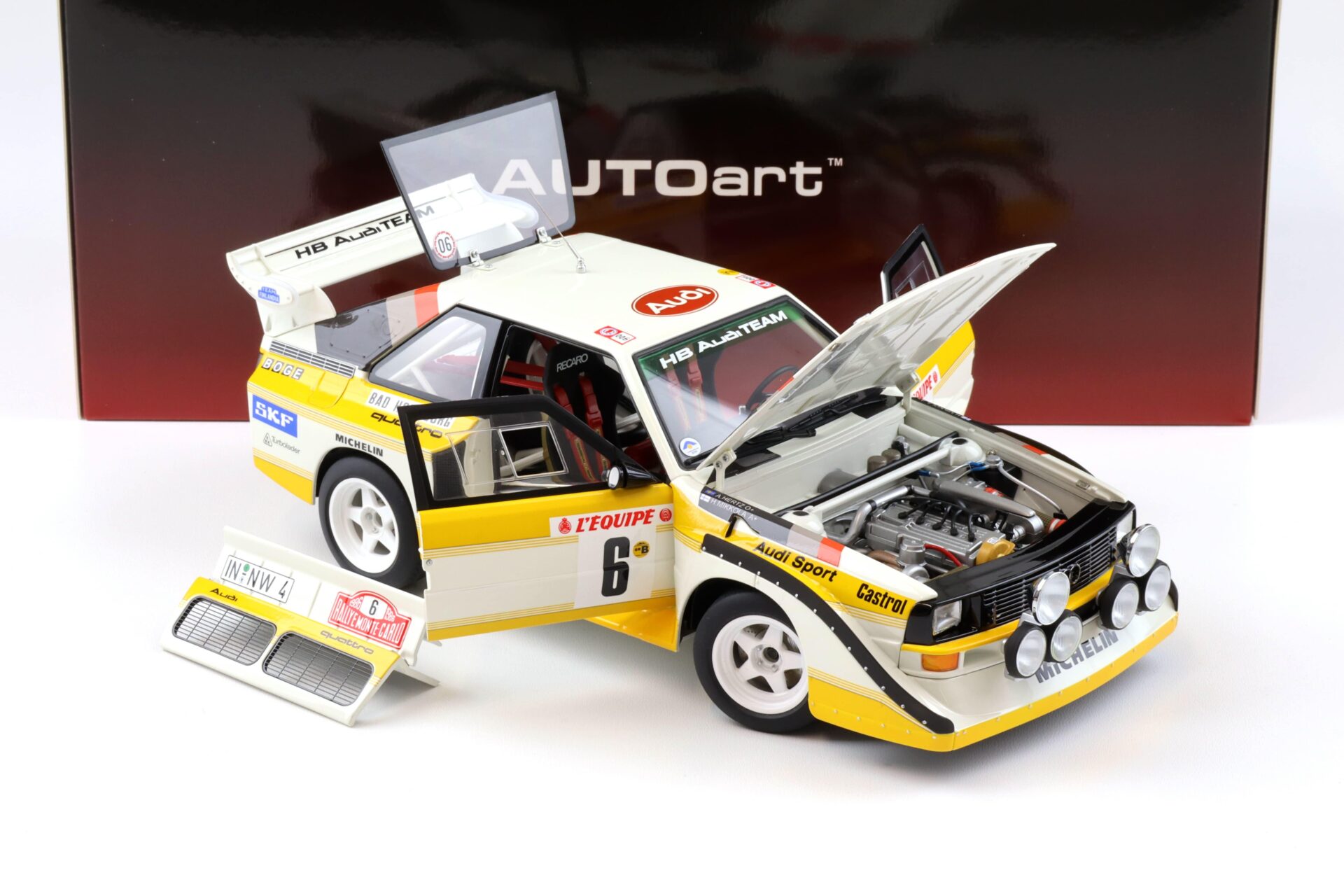 1:18 AUTOart Audi Sport Quattro S1 #6 Rally Monte Carlo 1986 Mikkola/ Hertz 88602