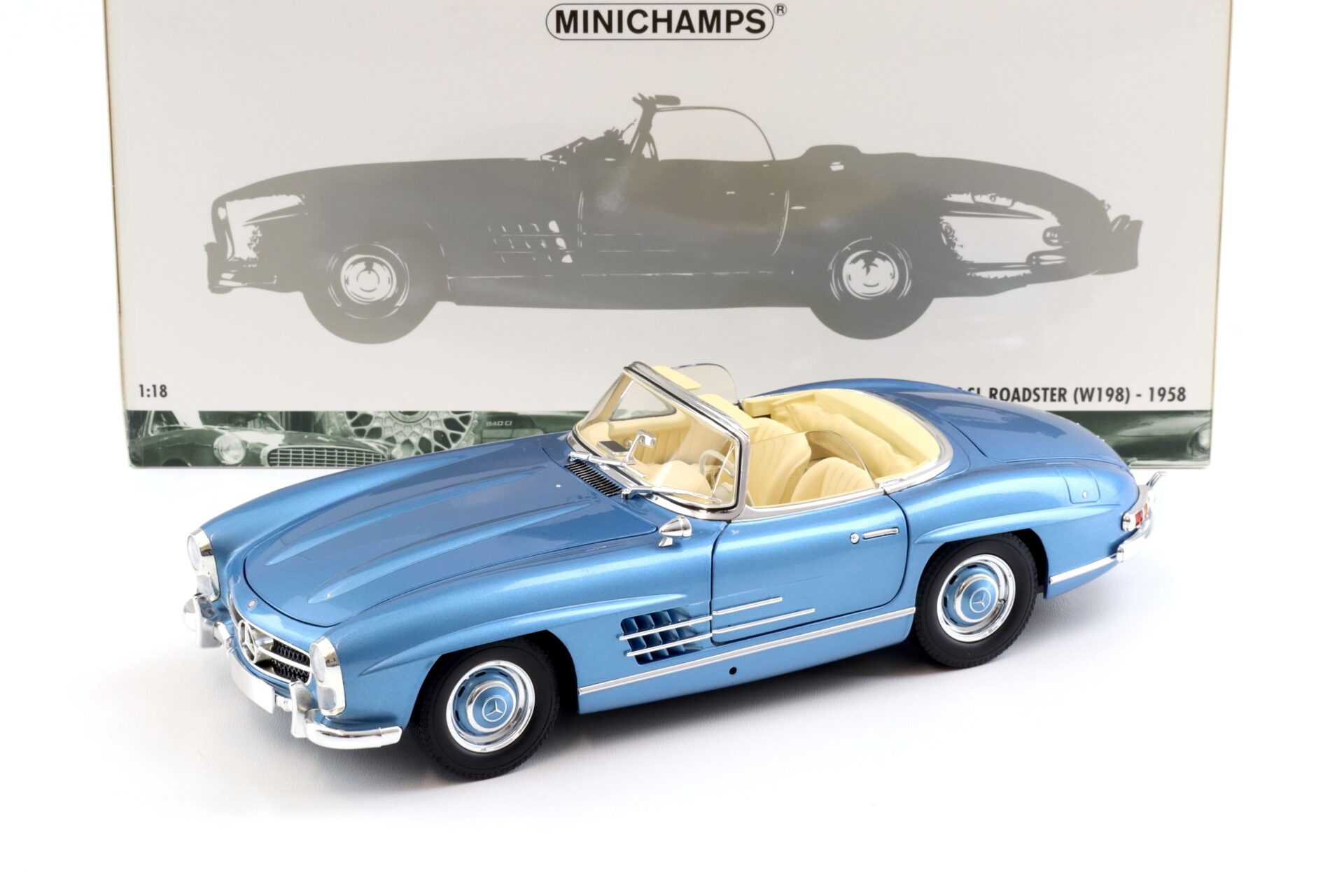 1:18 Minichamps Mercedes 300SL Roadster (W198) metallic blue with Hardtop 1958