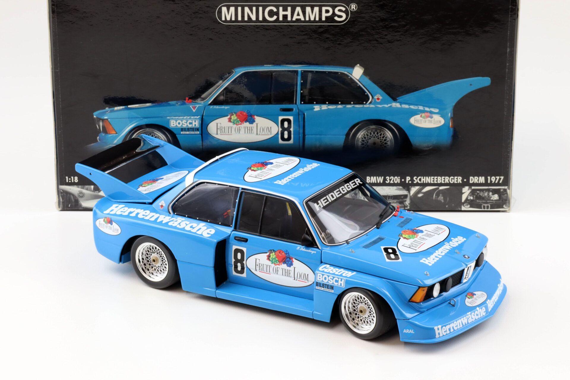 1:18 Minichamps BMW 320i E21 Fruit of the Loom Schneeberger DRM 1977