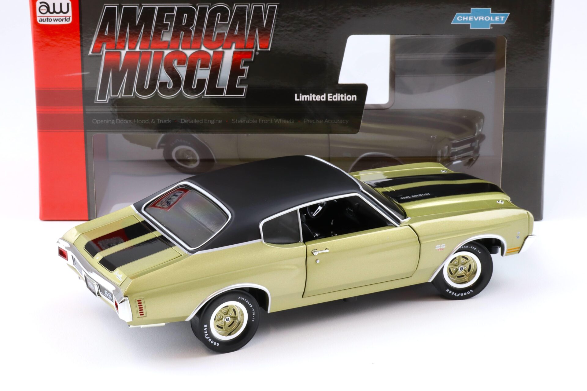 1:18 Auto World 1970 Chevrolet Chevelle SS Coupe MCACN Centenniel Gold/ black roof