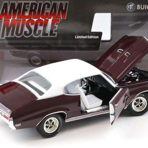 1:18 Auto World 1970 Buick GS Stage 1 MCACN Burgundy Mist/ white roof