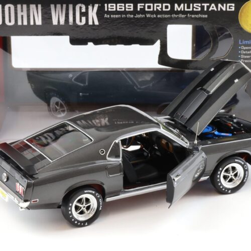 1:18 Auto World 1969 Ford Mustang Coupe John Wick Hitman grey metallic