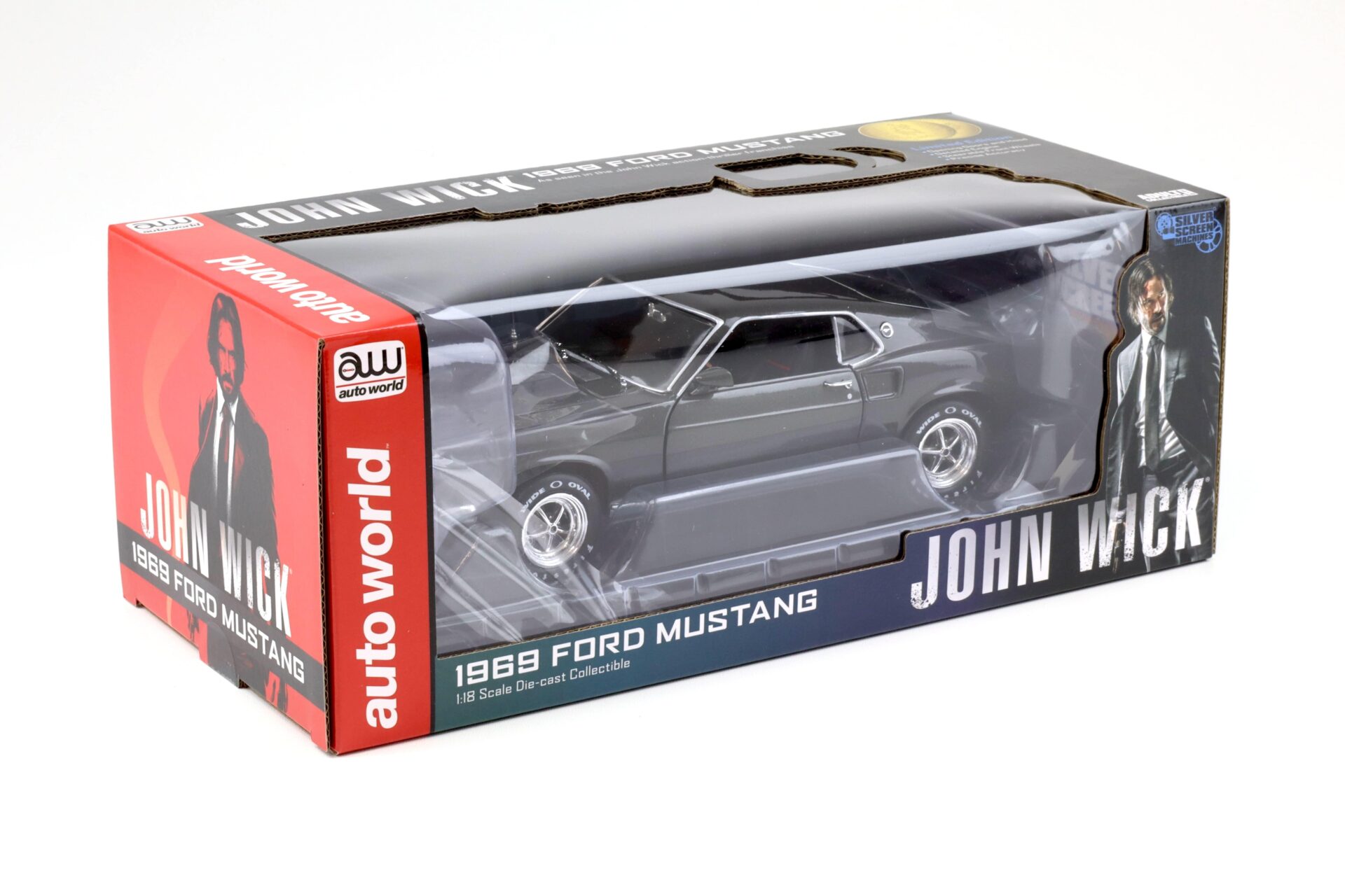 1:18 Auto World 1969 Ford Mustang Coupe John Wick Hitman grey metallic
