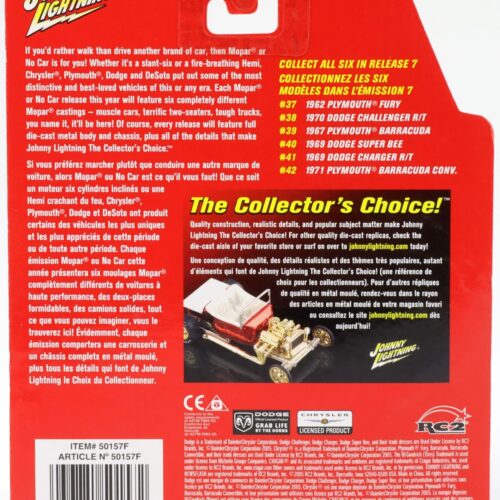 1:64 Johnny Lightning #41 MOPAR 1969 Dodge Charger R/T blue metallic/ black