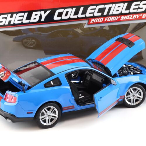 1:18 Shelby Collectibles 2010 Ford Shelby GT500 Coupe blue with red stripes