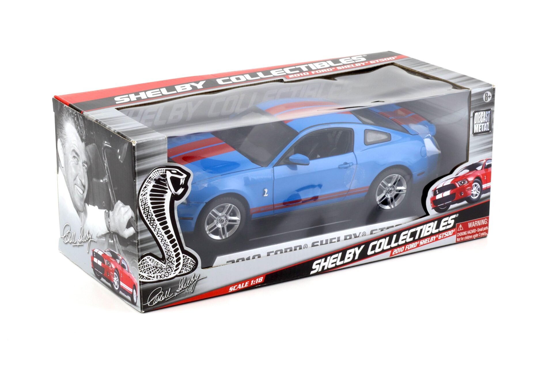 1:18 Shelby Collectibles 2010 Ford Shelby GT500 Coupe blue with red stripes