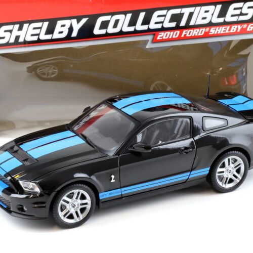 1:18 Shelby Collectibles 2010 Ford Shelby GT500 Coupe black with blue stripes
