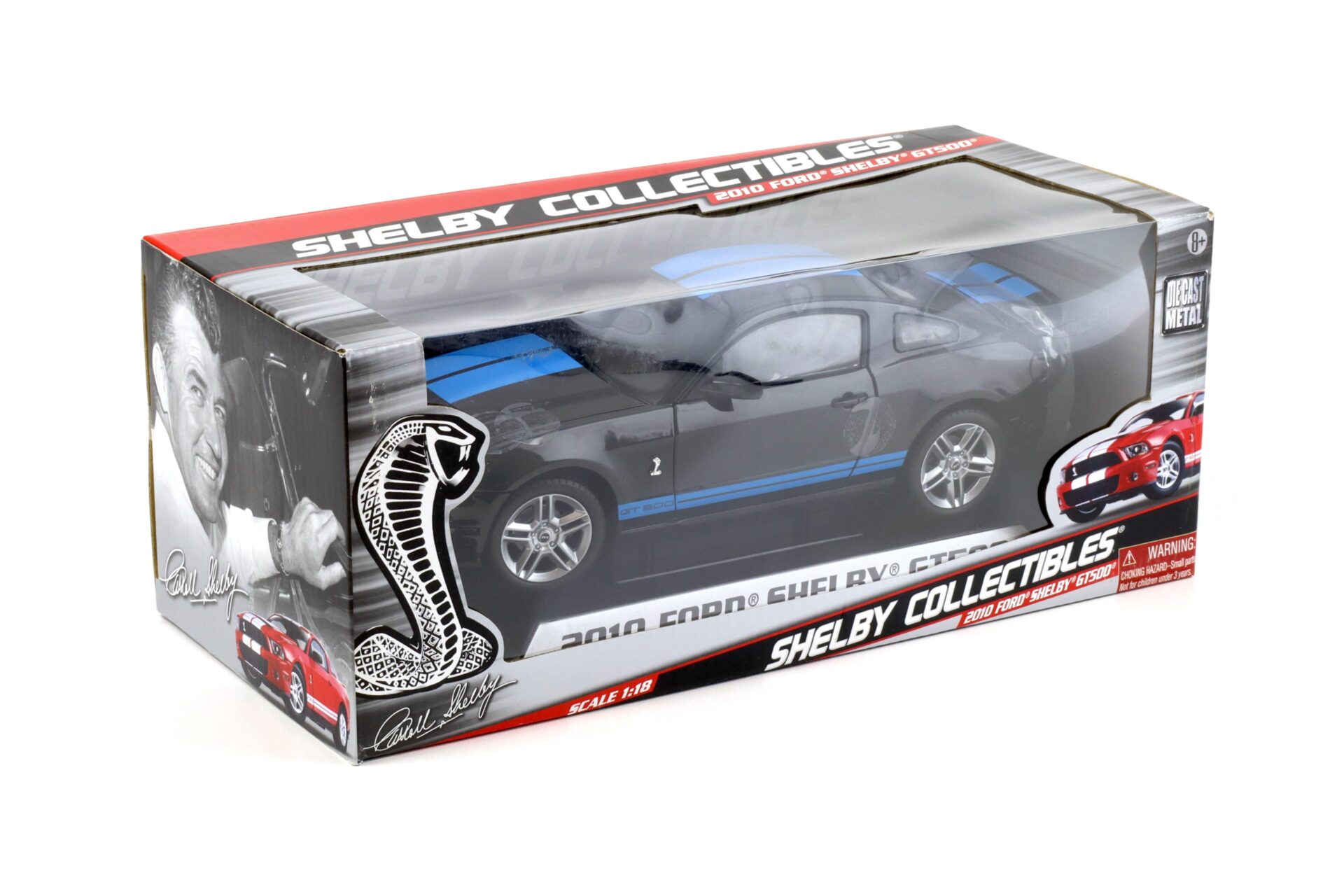 1:18 Shelby Collectibles 2010 Ford Shelby GT500 Coupe black with blue stripes