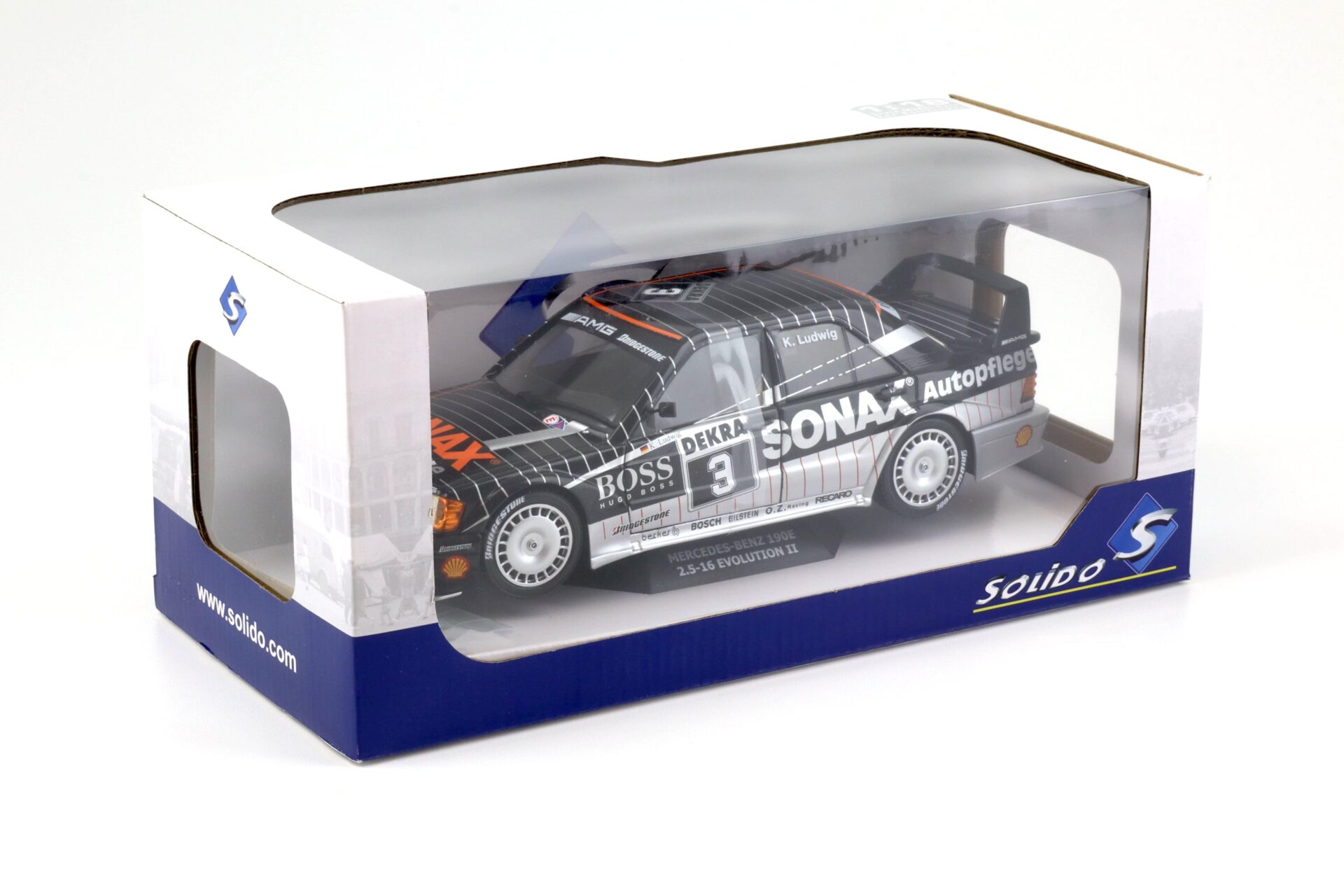 1:18 Solido Mercedes 190E 2.5-16 EVO 2 DTM 1992 K.Ludwig #3 SONAX