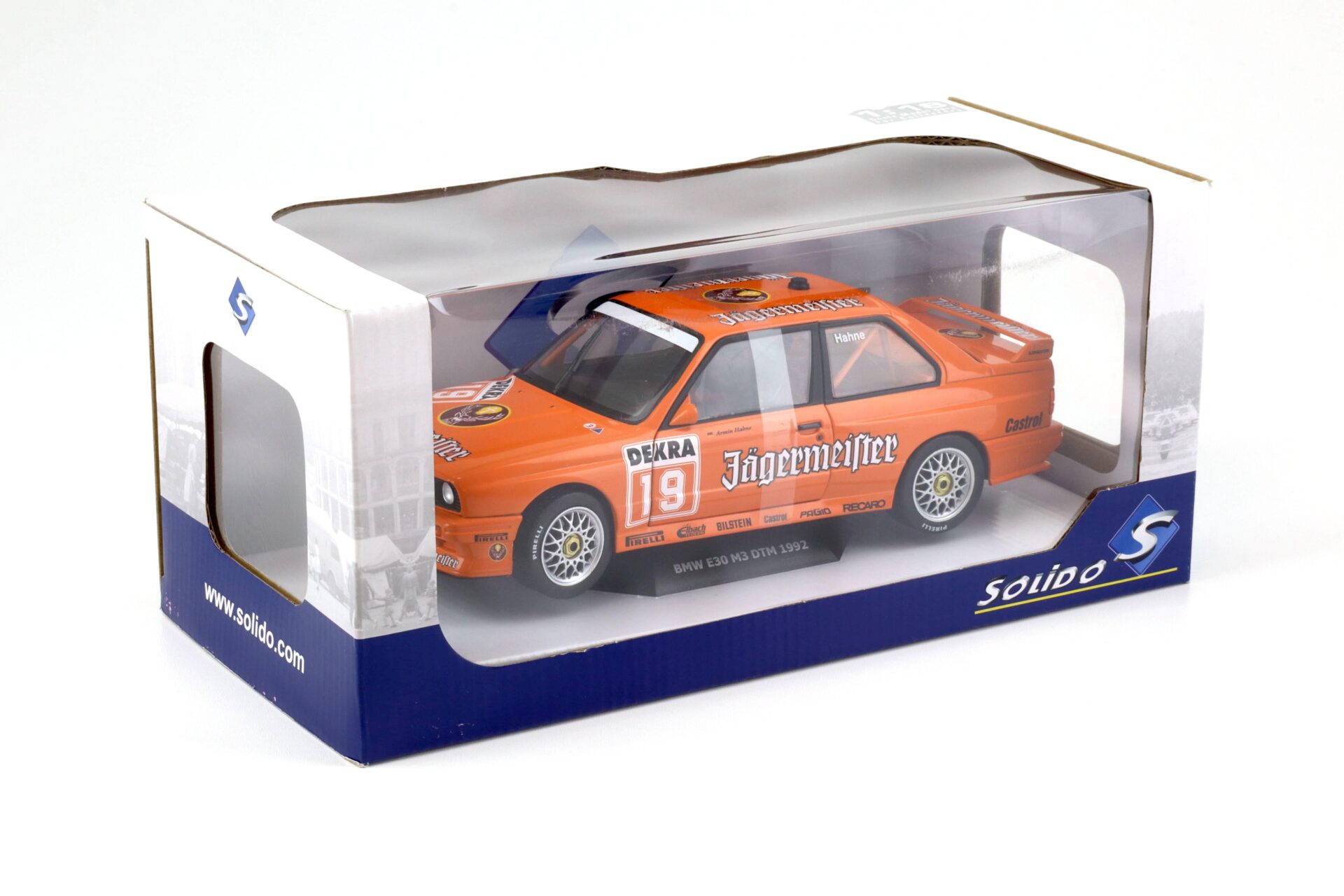 1:18 Solido BMW M3 E30 DTM 1992 Hahne #19 Jägermeister
