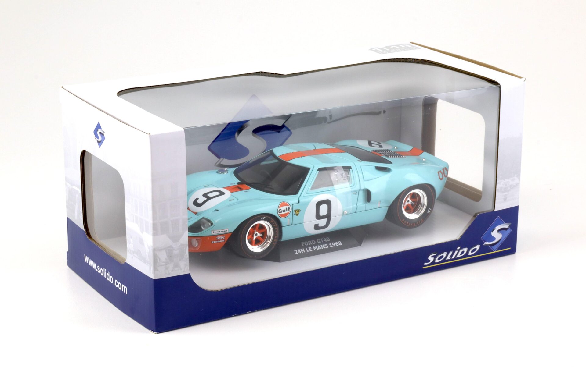 1:18 Solido Ford GT40 Winner 24h Le Mans 1968 #9 Rodriguez, Bianchi Gulf blue