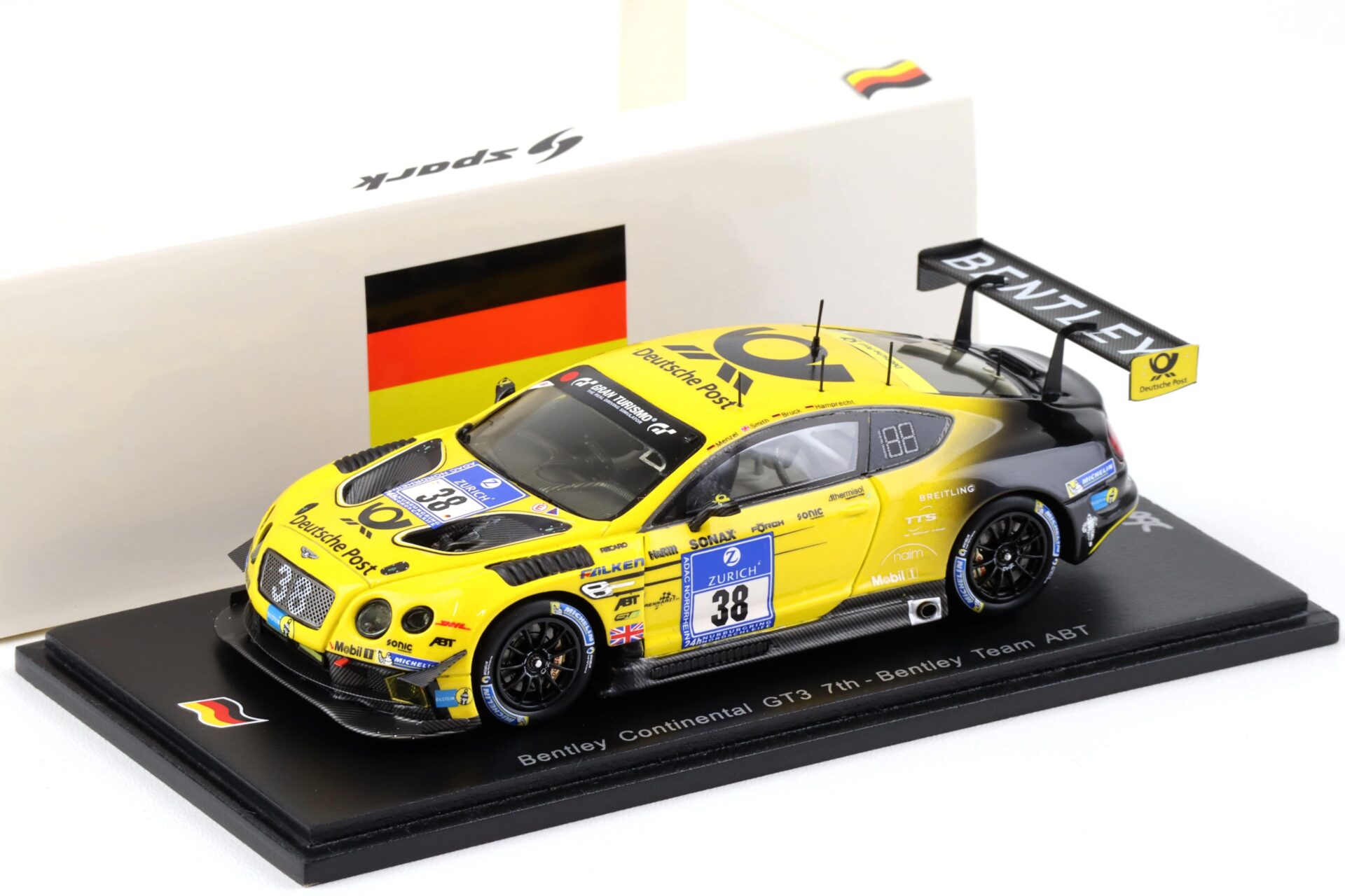 1:43 Spark Bentley Continental GT3 - 7th Bentley Team ABT #38 Deutsche Post
