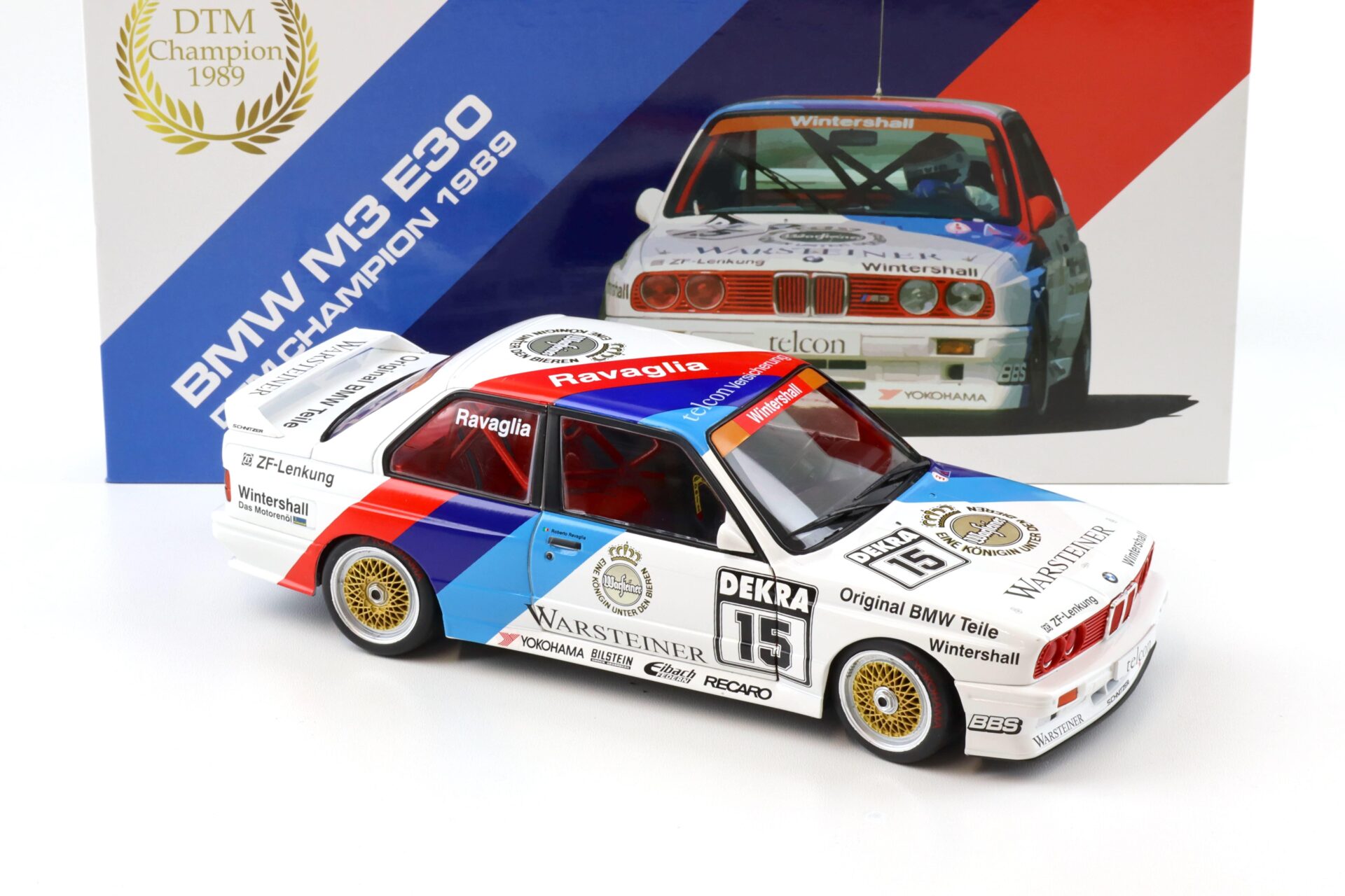1:18 WERK83 BMW M3 E30 #15 DTM Champion 1989 Ravaglia Warsteiner Collectors box