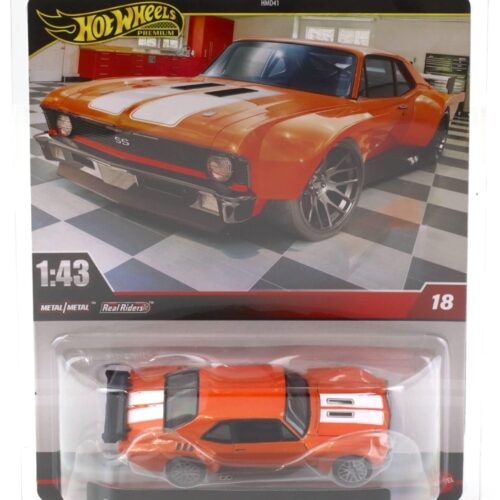 1:43 Hot Wheels Premium 2025 Real Riders HWG43 Custom 1970 Chevrolet Nova orange