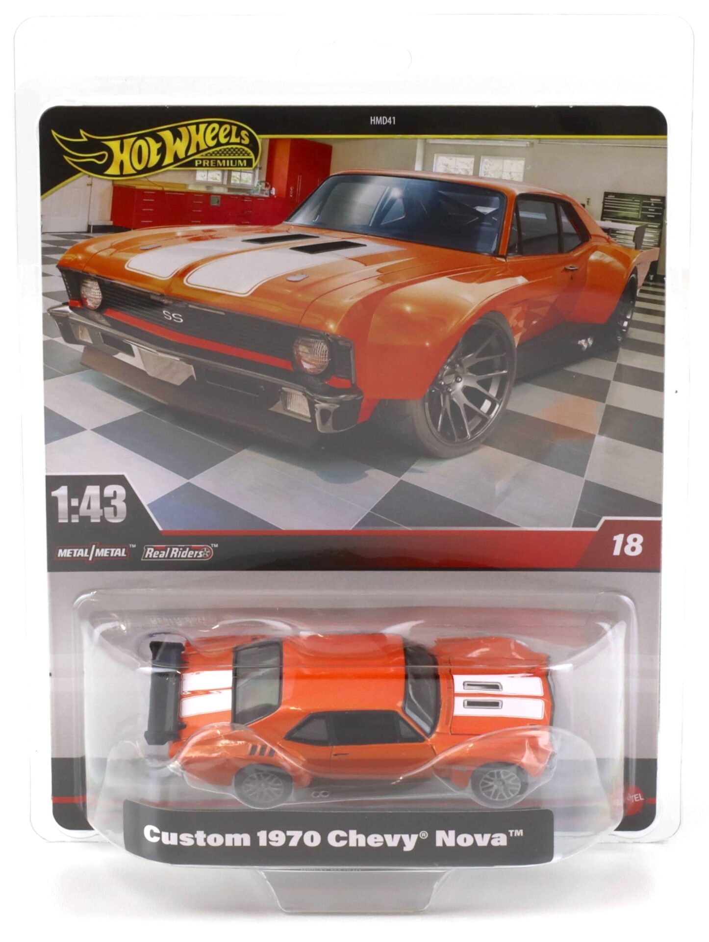 ID 99845 orig.jpg 1:43 Hot Wheels Premium 2025 Real Riders HWG43 Custom 1970 Chevrolet Nova orange