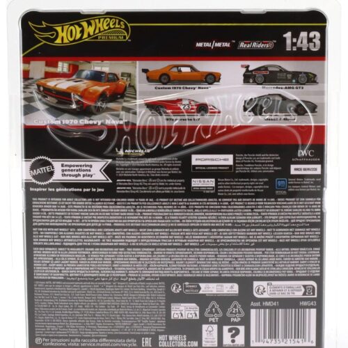 1:43 Hot Wheels Premium 2025 Real Riders HWG43 Custom 1970 Chevrolet Nova orange