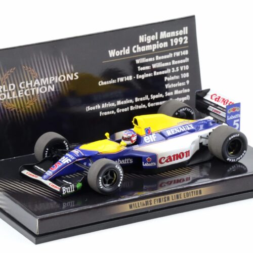 1:43 Minichamps F1 Williams Renault FW14B Nigel Mansell World Champion 1992 Finish Line