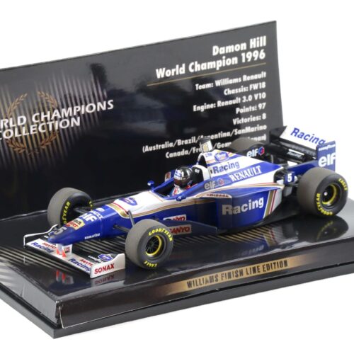 1:43 Minichamps F1 Williams Renault FW18 Damon Hill World Champion 1996 Finish Line