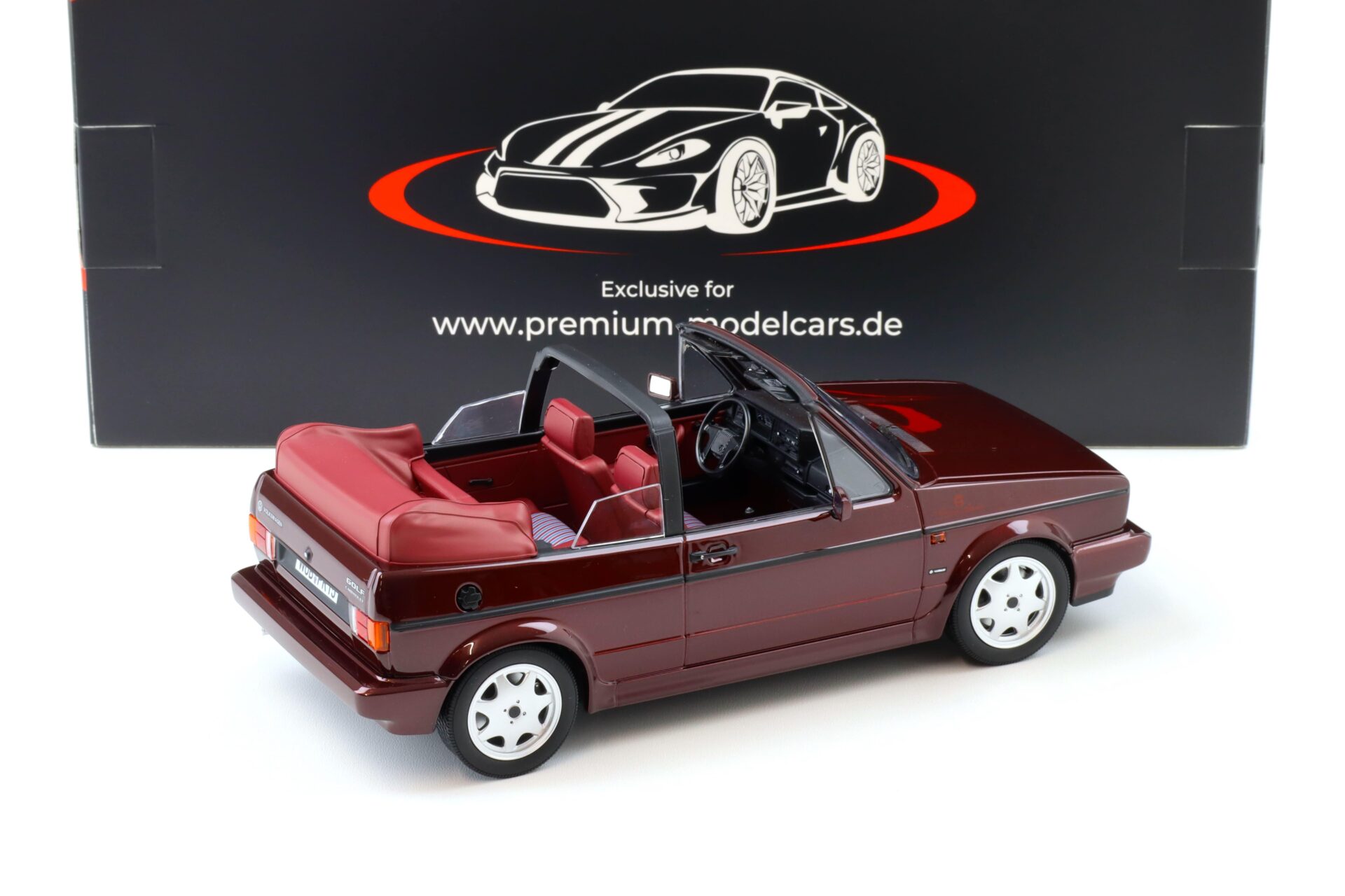 1:18 Norev VW Golf 1 Cabriolet Etienne Aigner 1990 Bordeaux red metallic - Limited 750 pcs.